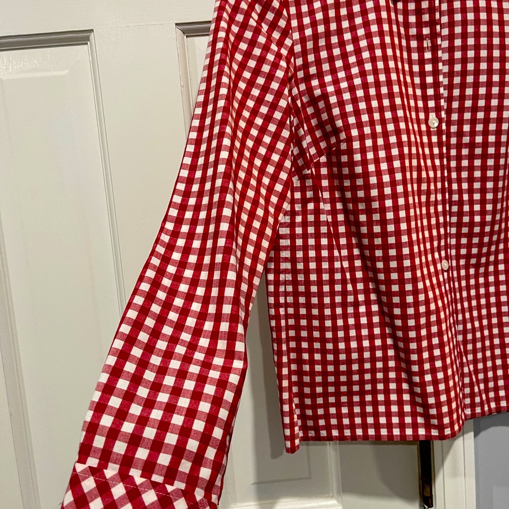 Red And White Checkered Button Down Blouse - image 4